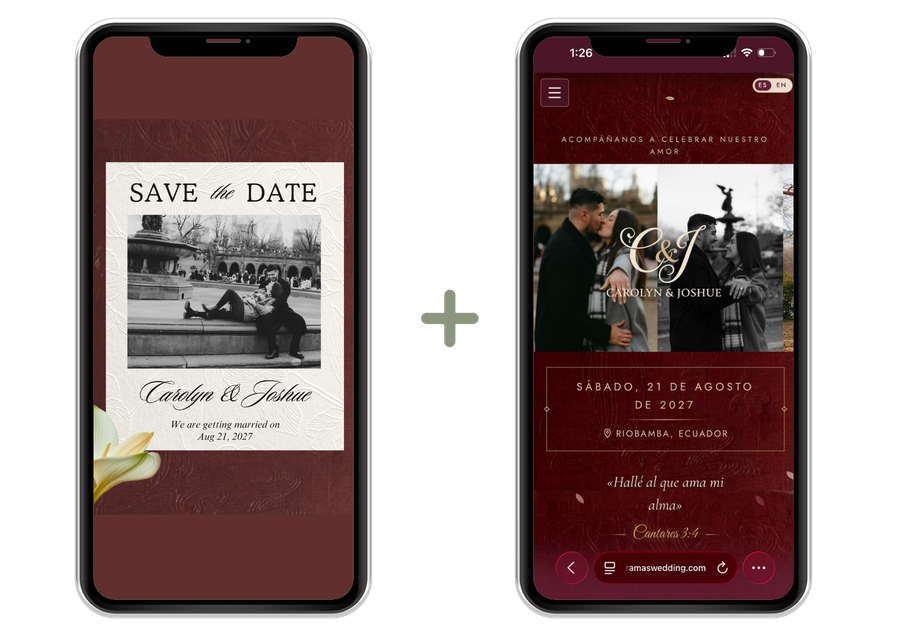 Side-by-side comparison of two invitations included in the bundled package