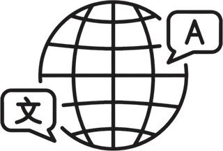 Globo terraqueo con bocadillos de idiomas